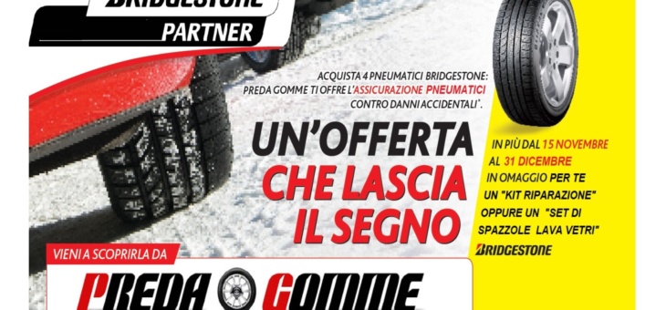 Acquista 4 Pneumatici Bridgestone: Preda Gomme ti Offre L’Assicurazione Pneumatici Contro Danni Accidentali